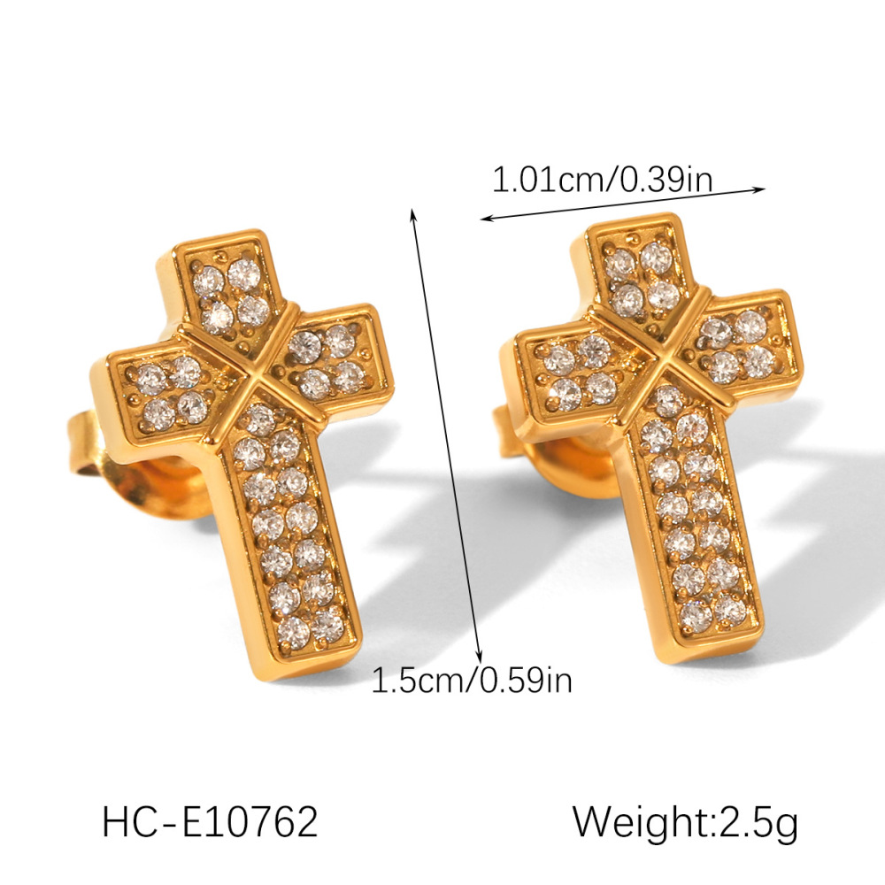 1 Paire De Boucles D'Oreilles À Tige En Acier Inoxydable Et Zircon Pour Femme h5Image2