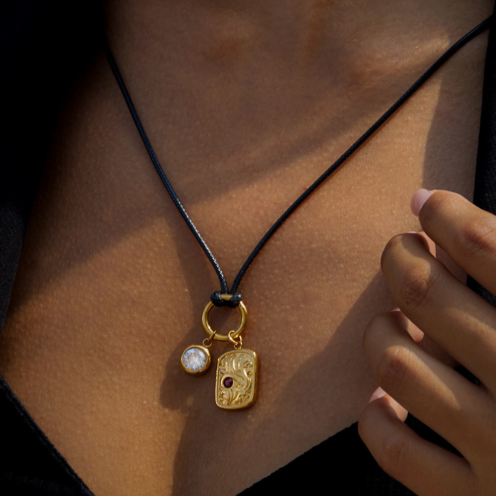 Ensembles De Bijoux Sophistiqués Rectangulaires En Acier Inoxydable Étanche Couleur Or Avec Zircon Pour Femmes Image3