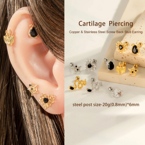 Boucle D'Oreille Piercing En Zircon Couleur Or Et Cuivre Animal 1 Pièce h5 Image4
