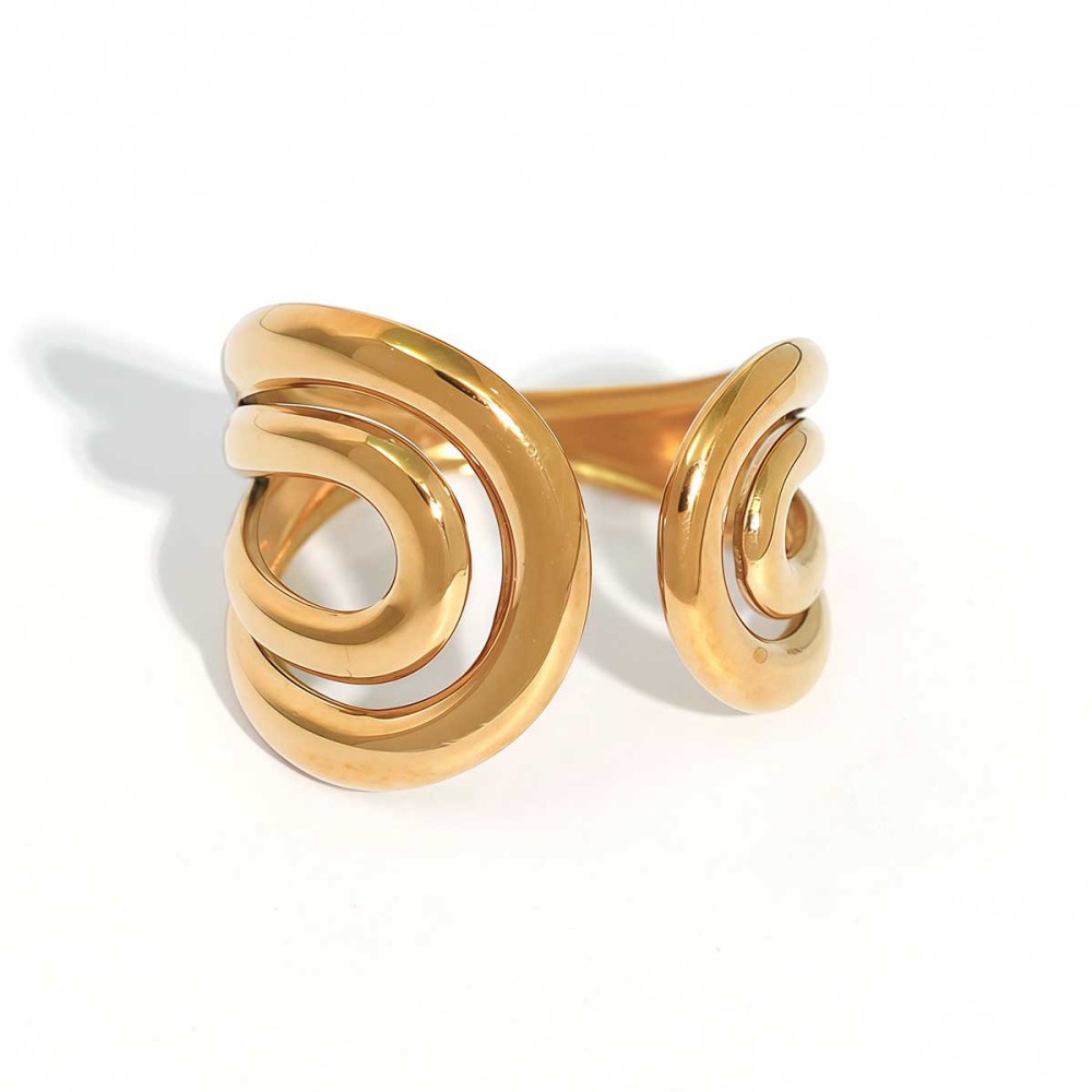 Bague Femme Rétro De Forme Irrégulière, Ajourée, En Acier Inoxydable Étanche (1 Pièce) 