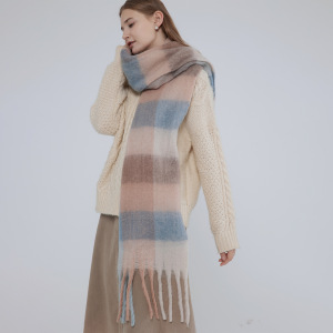1 Écharpe D'Hiver Élégante En Polyester À Carreaux Pour Femme h5 Image3