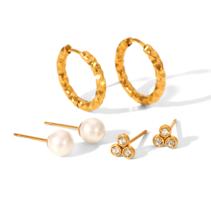 1 Paire De Boucles D'Oreilles Puces Luxueuses Pour Femme, En Acier Inoxydable Doré, Imperméables, De Forme Irrégulière Et Serties De Zircon. h5 