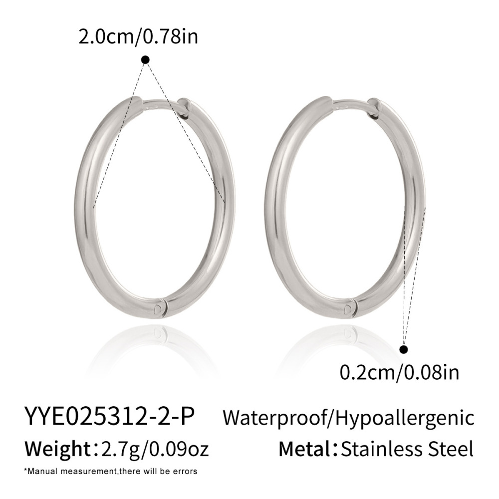 1 Paire De Boucles D'Oreilles Créoles Basiques En Acier Inoxydable Étanche, Couleur Or 