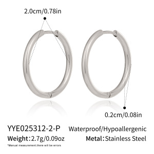 1 Paire De Boucles D'Oreilles Créoles Basiques En Acier Inoxydable Étanche, Couleur Or h5 