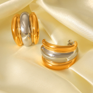 1 Paire De Boucles D'Oreilles À Tige Pour Femme, Couleurs Mixtes Or Et Argent, Pour Un Usage Quotidien h5 Image6