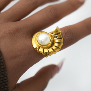Bague Tendance En Acier Inoxydable Imperméable, Collection Simple Series, Motif Tortue Naturelle. h5 Image4
