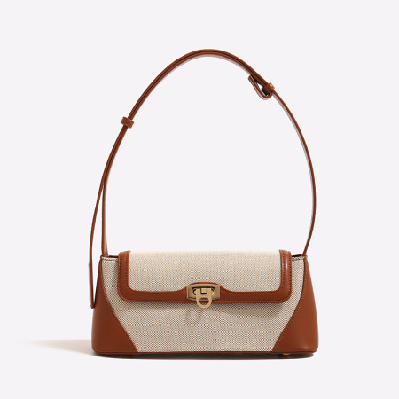 Sac à bandoulière rétro en toile de couleurs mélangées pour femme, 1 pièce