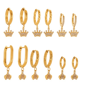 1 Paire De Boucles D'Oreilles Pendantes Élégantes En Acier Inoxydable Doré, Ornées De Zircon, Pour Femme. h5 Image6