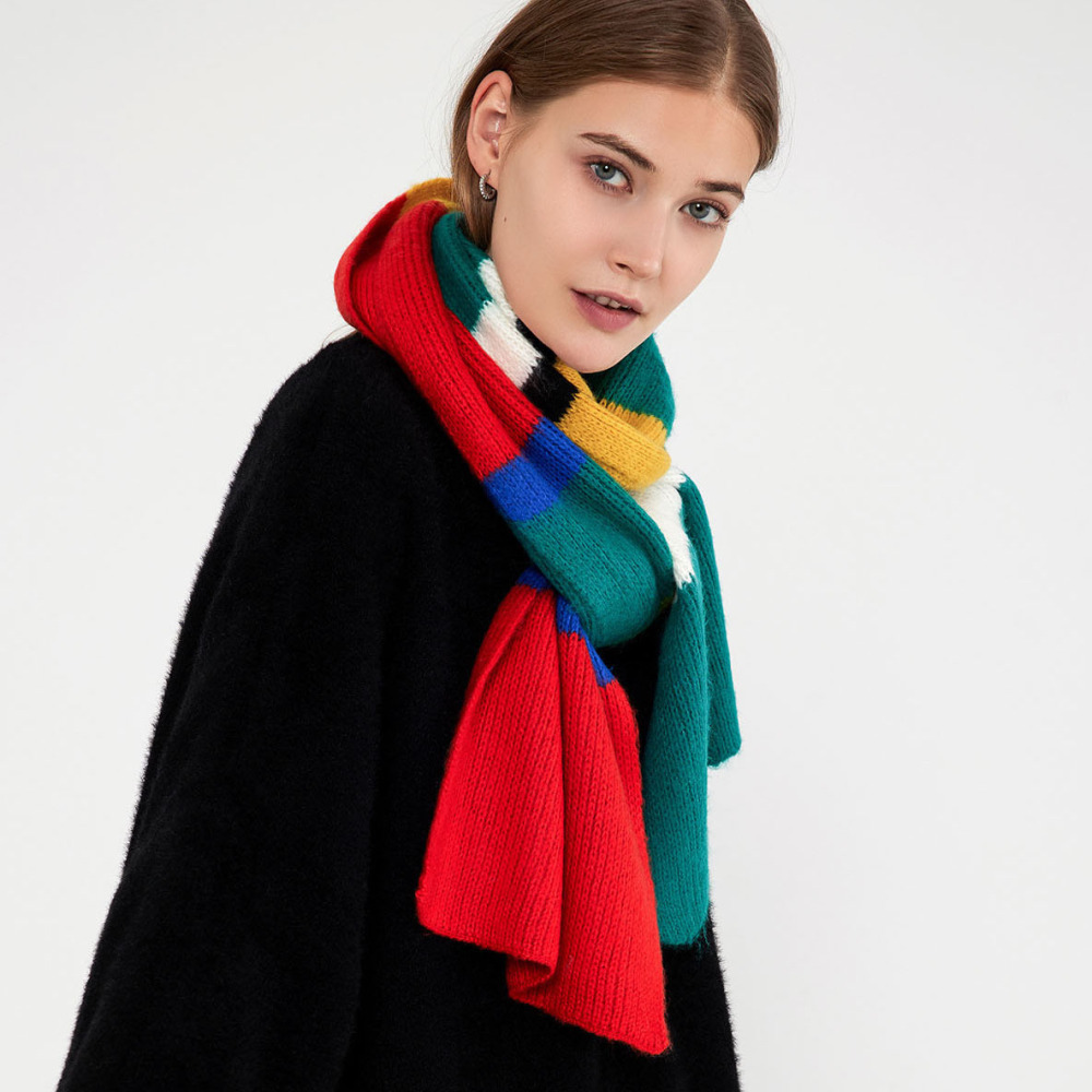 Écharpe D'Hiver Classique En Fibres Synthétiques De Couleurs Mélangées Pour Femme, 1 Pièce h5Image4