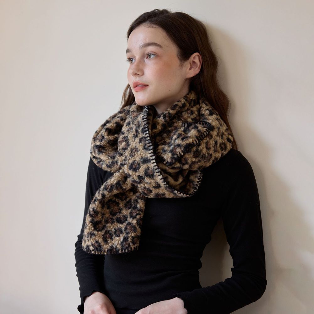 Écharpe D'Hiver Rétro En Polyester À Imprimé Léopard Pour Femme, 1 Pièce h5Image2
