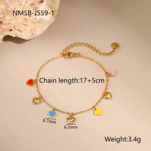 Bracelet Chaîne En Acier Inoxydable Pour Femme, Série Simple, Motif Cœur Doux, 1 Pièce h5