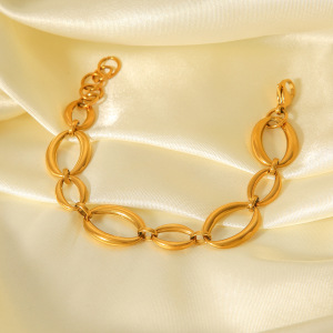 Bracelet Simple En Acier Inoxydable Doré Pour Femme, Forme Irrégulière, Idéal Pour Le Quotidien h5 Image5