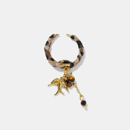Bague tendance en acier inoxydable doré, motif léopard et oiseau, étanche, couleur or.