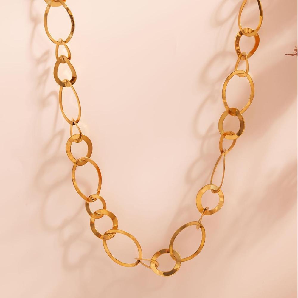 Ensembles De Bijoux Pour Femmes En Acier Inoxydable De Forme Ovale Irrégulière, Étanches Et De Couleur Dorée Image7