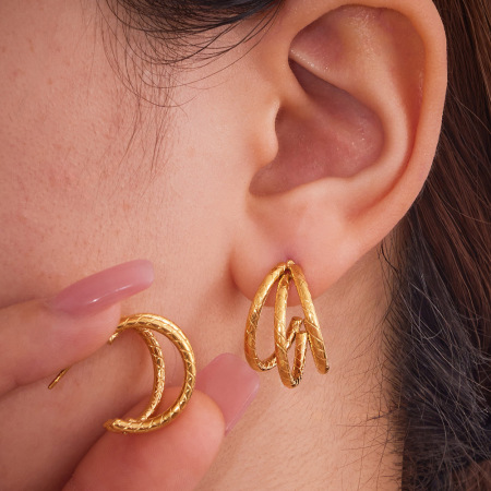 1 paire de boucles d'oreilles créoles minimalistes rondes en acier inoxydable étanche couleur or pour femme 2