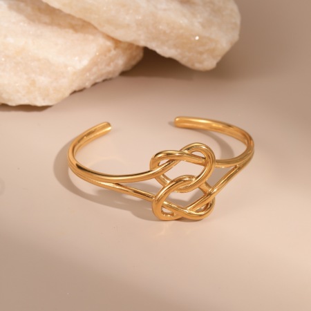 Bracelet manchette en acier inoxydable étanche, élégant et en forme de cœur, de la luxueuse collection « Luxury Series Elegant Heart » (1 pièce). 2