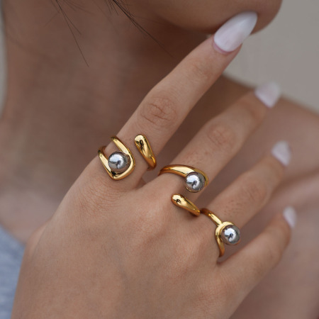 Bague femme en acier inoxydable étanche, coloris or et argent (1 pièce) 2