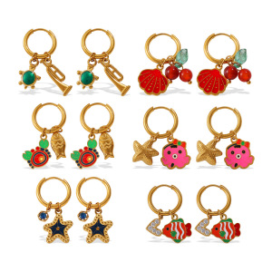 1 Paire De Boucles D'Oreilles Pendantes Oceanic En Acier Inoxydable Étanche Couleur Or h5 Image4