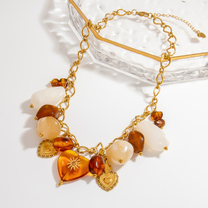 Collier Pendentif En Perles De Résine En Forme De Cœur Rétro 1 Pièce h5 Image2