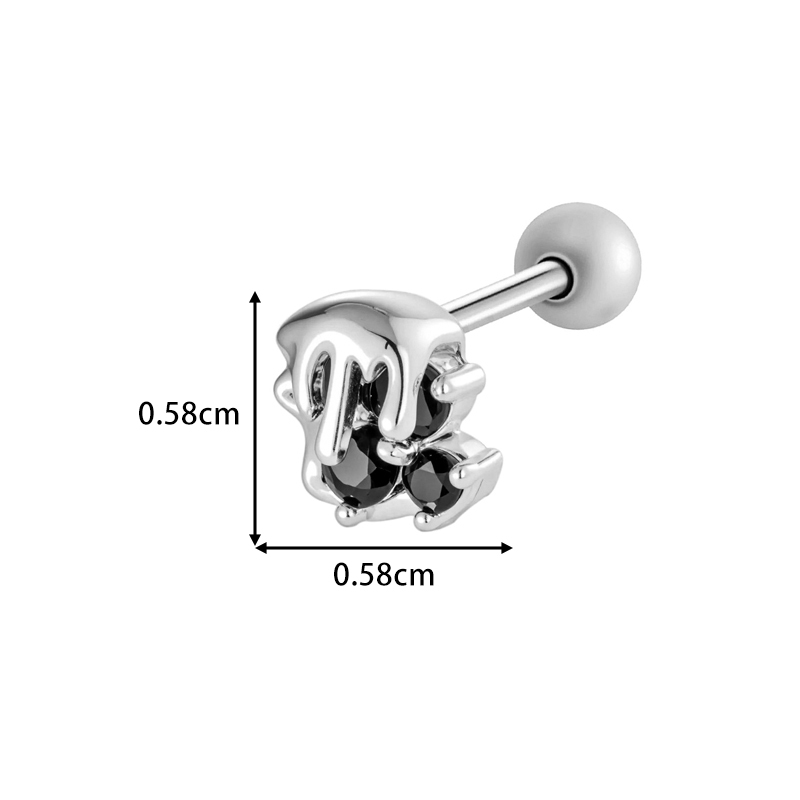 Boucle D'Oreille Piercing En Forme De Cœur En Cuivre Et Zircon Couleur Or Image2