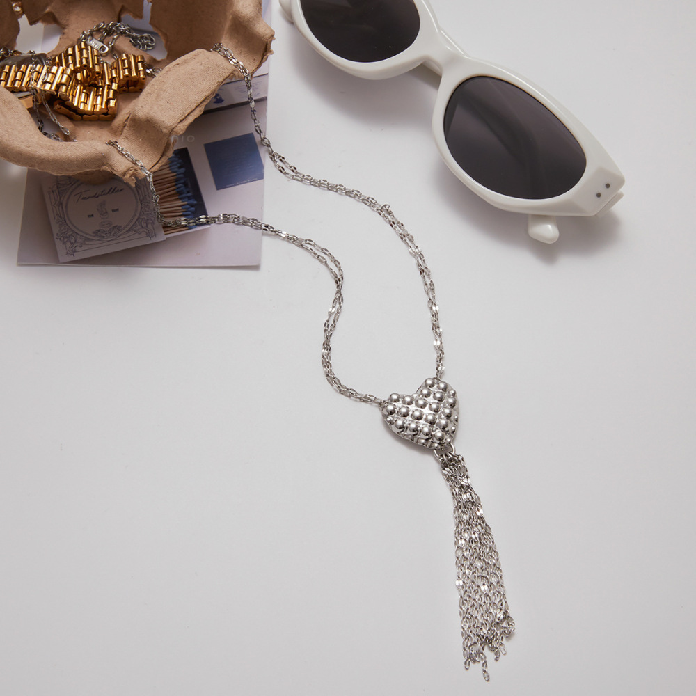 Collier Pendentif Femme En Forme De Cœur Sexy, En Acier Inoxydable Étanche, Couleur Argent (1 Pièce) Image4