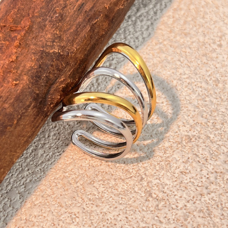 Bague minimaliste étanche en acier inoxydable multicolore (1 pièce) 2