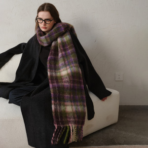 Écharpe D'Hiver Classique À Carreaux En Polyester Pour Femme, 1 Pièce h5 Image4