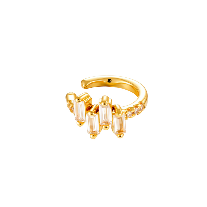 1 Pièce De Manchettes D'Oreilles En Cuivre Doré Et Zircon 