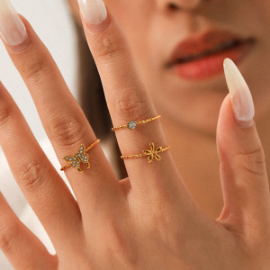Bagues De Déclaration En Acier Inoxydable Et Zirconium, Série Luxueuse Daily Flower h5 Image5