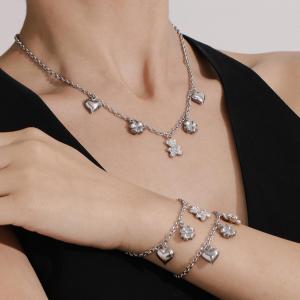 Ensembles De Bijoux Pour Femmes En Acier Inoxydable Imperméable, Couleur Or, Avec Ours Mignon Et Trèfle h5 Image8
