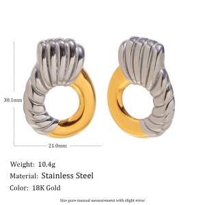 1 Paire De Boucles D'Oreilles Puces Décontractées Rondes En Acier Inoxydable Étanche Couleur Or Pour Femme h5 Image2