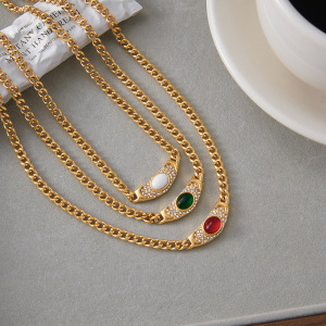 Collier Pendentif Vintage Rond En Acier Inoxydable Étanche Couleur Or Pour Femme (1 Pièce) h5 Image6