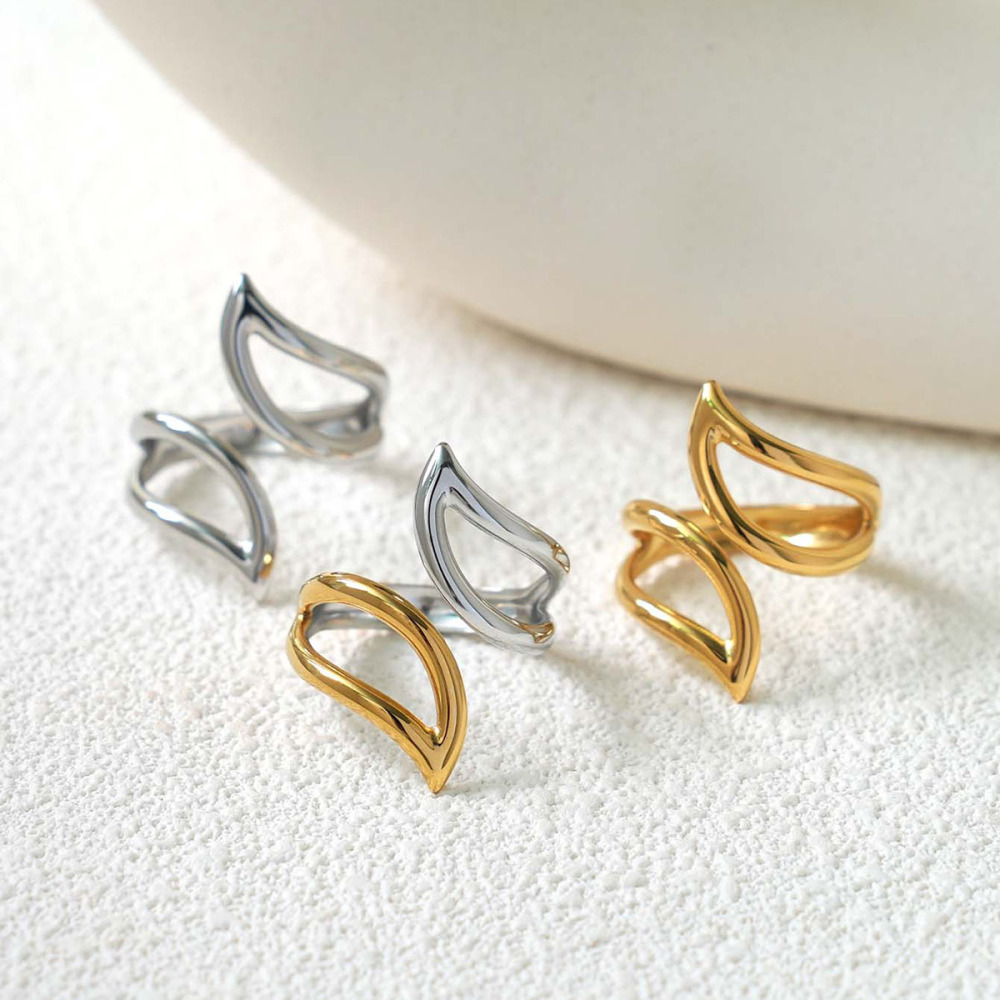 Bague Femme Simple, Forme Irrégulière, En Acier Inoxydable Étanche Image8