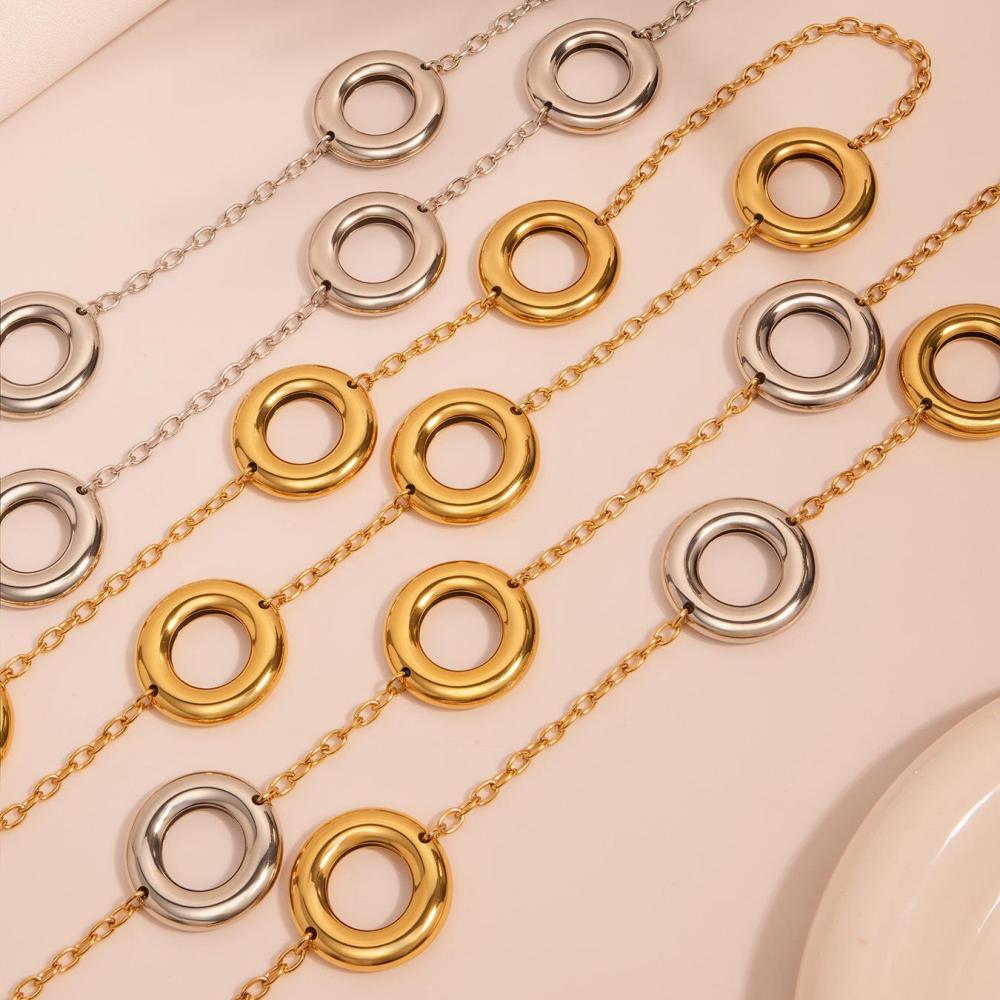 Collier Long Pour Femme, 1 Pièce, En Acier Inoxydable, Couleur Or, Simple Et Résistant À L'Eau. h5Image5