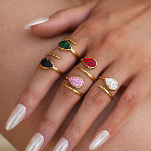 Bague Femme Décontractée En Acier Inoxydable Étanche, Forme Irrégulière, Style Goutte D'Eau. h5 Image9