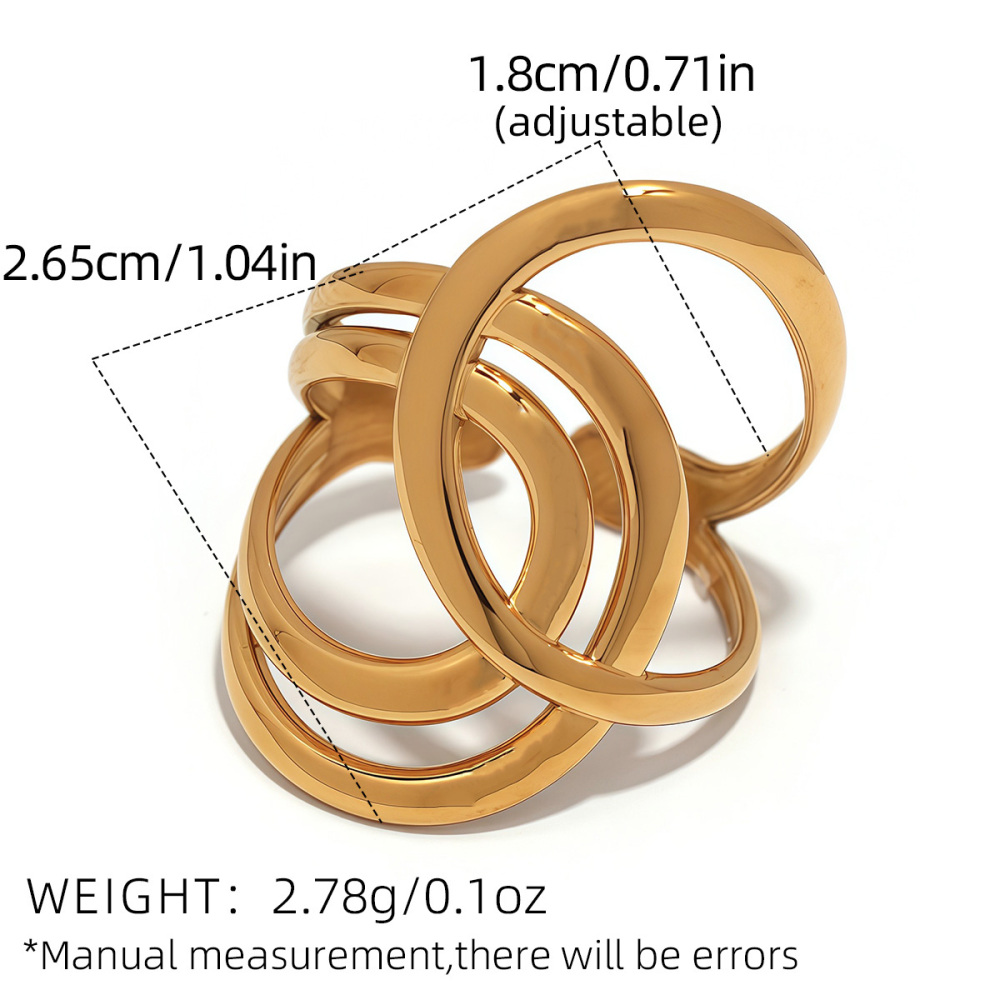 Bague Femme Simple, Rétro, De Forme Irrégulière, En Acier Inoxydable Étanche (1 Pièce) Image2