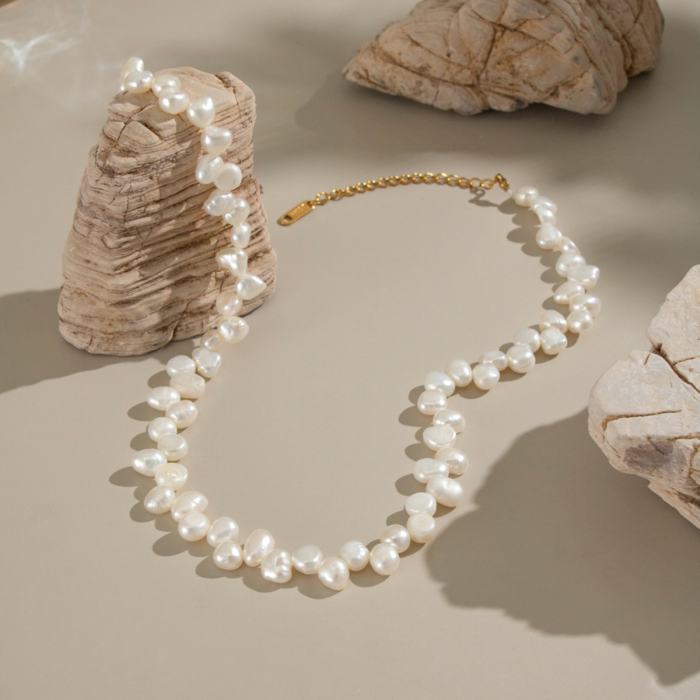 Collier De Perles De Couleur Or En Acier Inoxydable De La Série Luxurious, 1 Pièce Image2