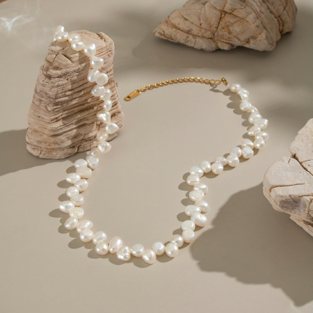 Collier de perles de couleur or en acier inoxydable de la série Luxurious, 1 pièce 2