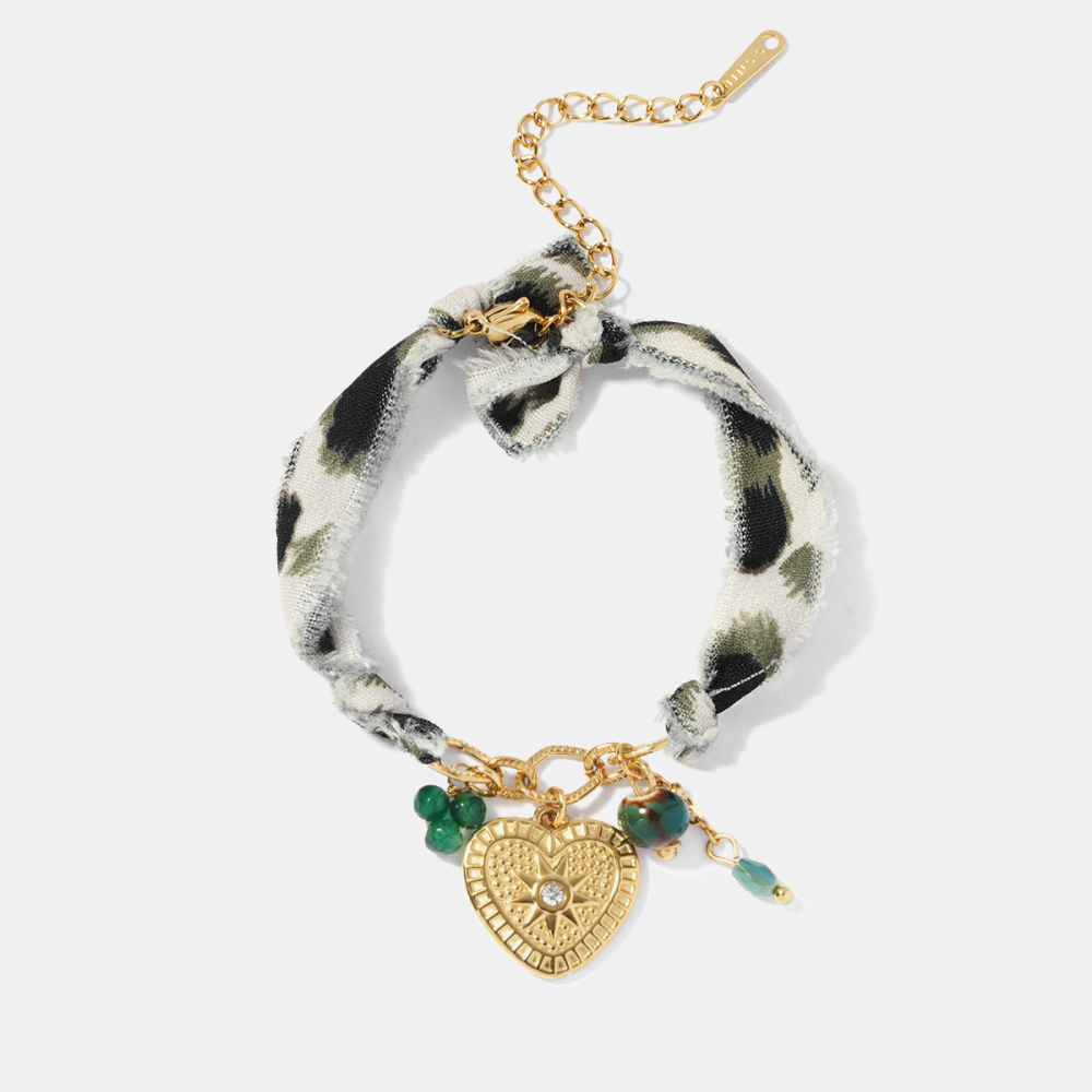 Bracelet À Breloques En Acier Inoxydable Étanche Couleur Or En Forme De Cœur Image2