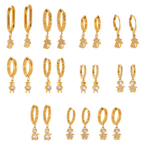 1 Paire De Boucles D'Oreilles Pendantes Pour Femme, Motif Singe Mignon, En Acier Inoxydable, Couleur Or, Étanches, Avec Zircon. h5 Image8
