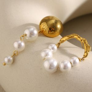 Boucles D'Oreilles Classiques Annulaires En Acier Inoxydable, Couleur Or, Pour Femme (1 Paire). h5 Image2