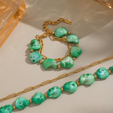 Ensemble collier et collier en acier inoxydable imperméable et coquillage naturel 2