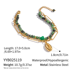 Bracelet En Acier Inoxydable Étanche Avec Perles De Pierre Naturelle (1 Pièce) h5 