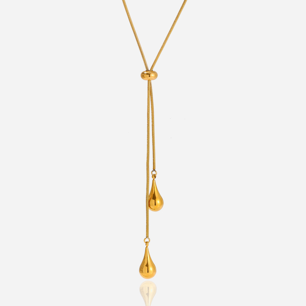 1 Magnifique Collier Long Pour Femme En Acier Inoxydable Imperméable Avec Pendentif Goutte Quotidien Image8