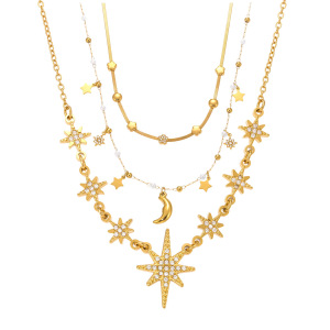 Collier Pendentif Femme Luxueux En Acier Inoxydable Doré, Orné D'Une Étoile (1 Pièce) h5 Image9