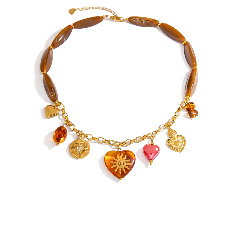 Collier Pendentif Femme Classique En Acier Inoxydable Étanche, Motif Cœur, Collection Romantique (1 Pièce)
