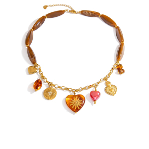 Collier Pendentif Femme Classique En Acier Inoxydable Étanche, Motif Cœur, Collection Romantique (1 Pièce) h5