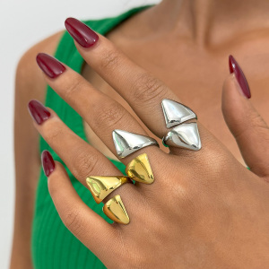 Bague Femme Tendance En Acier Inoxydable Étanche, Forme Irrégulière, À Porter Au Quotidien (1 Pièce). h5 Image5