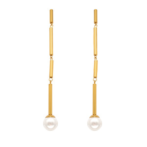 Boucles D'Oreilles Pendantes Pour Femme, Style Classique, En Acier Inoxydable, Étanches, Couleur Or (1 Pièce). h5 Image5