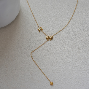 Collier Pendentif Femme En Acier Inoxydable Doré, Orné D'Un Nœud Papillon (1 Pièce) h5 Image2
